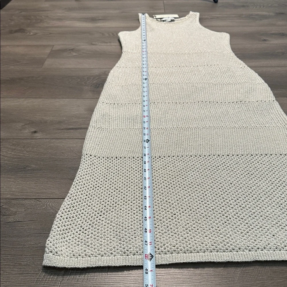 Rachel Zoe Crochet Bodycon Maxi Dress Metallic Tan Size Large - Picture 13 of 16